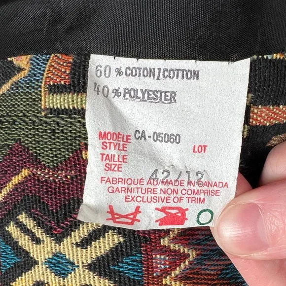 Vintage Woven Tapestry Western Boho Aztec Oversized Blazer Jacket Coat Bohemian - Picture 6 of 10